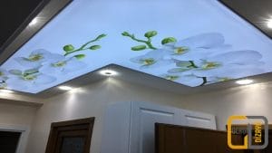 çiçek görselli koridor gergi tavan